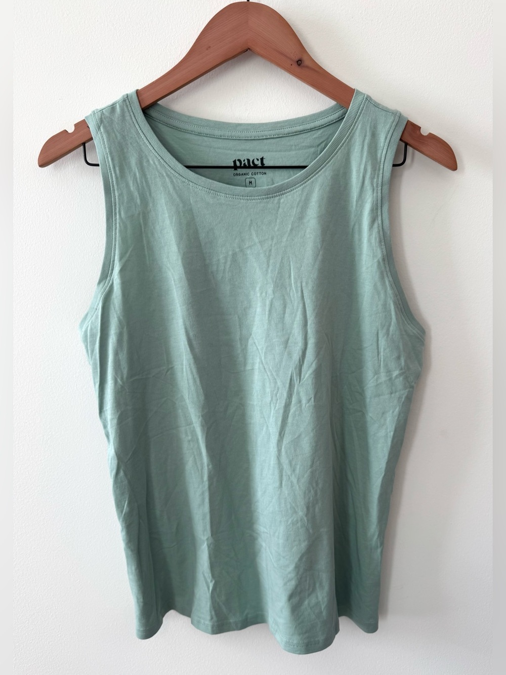 PACT Organic Cotton Sleeveless Tank Top Sage Green Size Medium